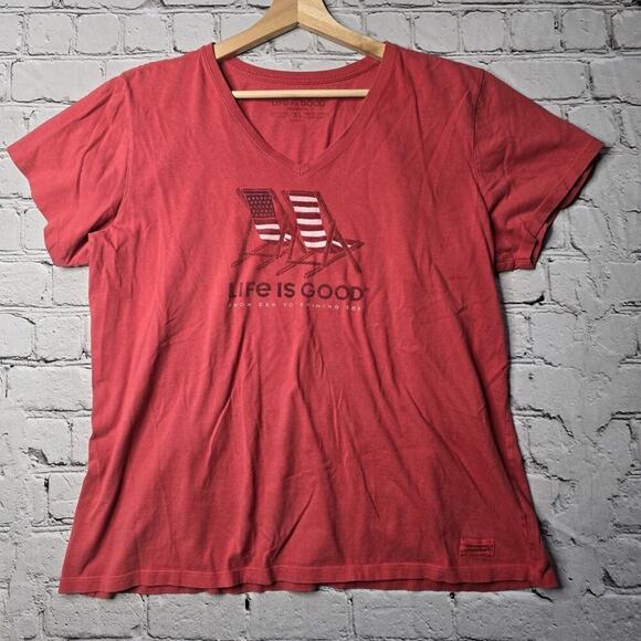 Life Is Good 100% Cotton Crusher Tee Short Sleeve Tshirt 4th Of July Size XL - Picture 2 of 9